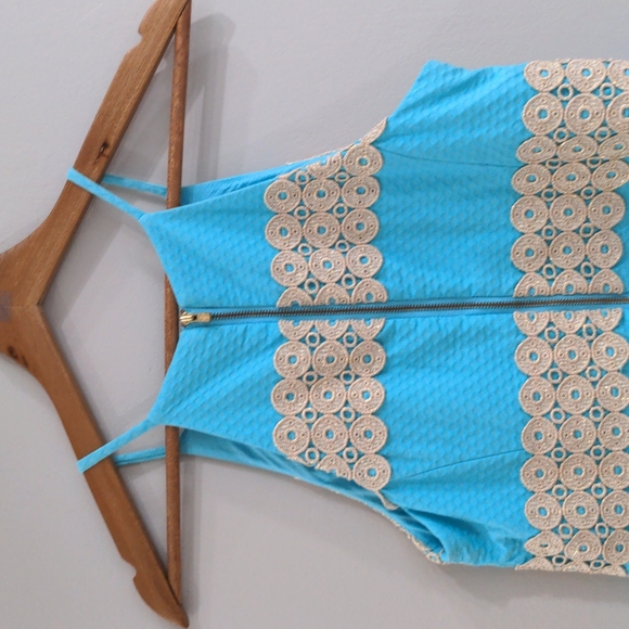 BEAUTIFUL Blue and Gold Lilly Dress 0 - Picture 7 of 9